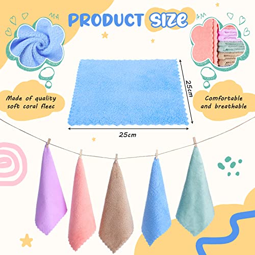 Image of Handepo 100 Pack Baby Washcloths Bulk 10 x 10 Inch Microfiber Coral Fleece Baby Face Towels Absorbent and Soft Wash Cloths for Newborns Infants and Toddlers(Colorful)
