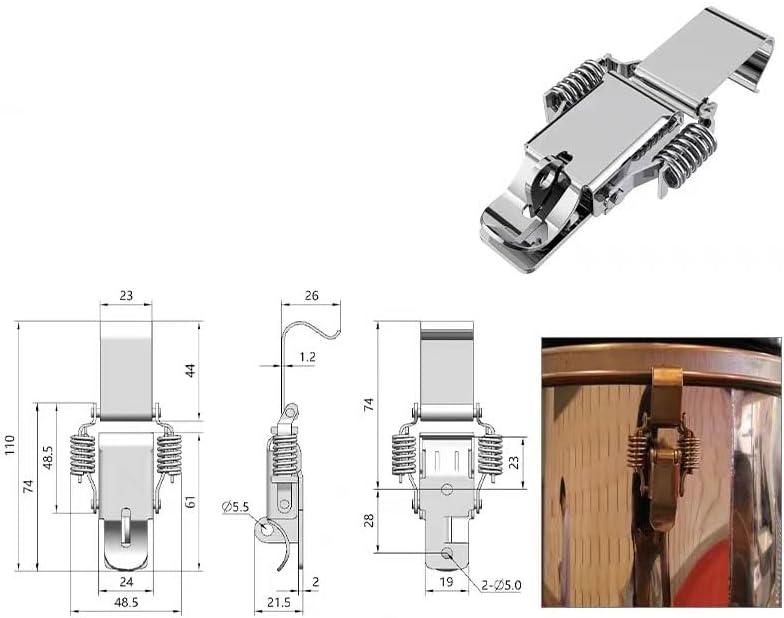 Spring Toggle Latch Hasp,Catch Clamp Clip,2PCS 90/180 Degree Hasp 304 Stainless Steel Double Spring Loaded Suitcase Chest Tool Box Locking Hardware Toggle Latch Hasp Buckle ( Color : 2506A ( Color : 2