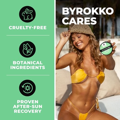 BYROKKO Aloe Vera Gel After Sun, Cooling Gel for Sunburn Relief, Face & Body, Fast Absorbing, Non-Sticky Moisturizer with Panthenol, Vegan & Cruelty-Free, 200 ml