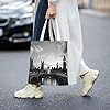 EVANEM Canvas Tote Bag For Woman Tall Buildings Shoulder Handbags Reusable Grocery Bags Purse Shopping Bag #1