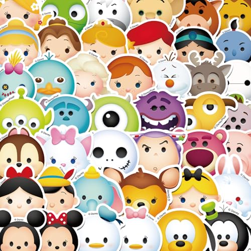 50Pcs Disney Tsum Tsum Stickers Aesthetic Waterproof Stickers Luggage Skateboard Water Bottle Stickers Decal Bicycle Bumper Snowboard Decorate Gift.