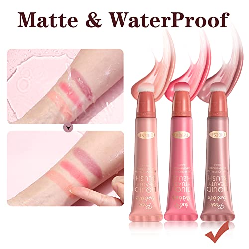Rosarden Matte Beauty Blush Wand, Blush Stick For Cheek, Quick Dry Waterproof Face Blush Liquid, Creamy Face Blush With Cushion Applicator, Lightweight Soft Cream Blush Makeup For Women And Girls, Pink Red Blush #TOP6