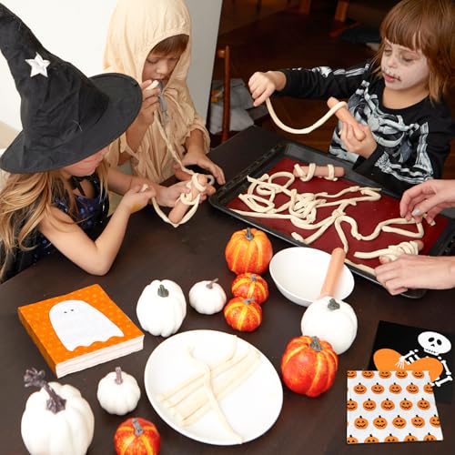 Servilletas de papel desechables de Halloween absorbentes para postre y cena tematica con esqueleto 7