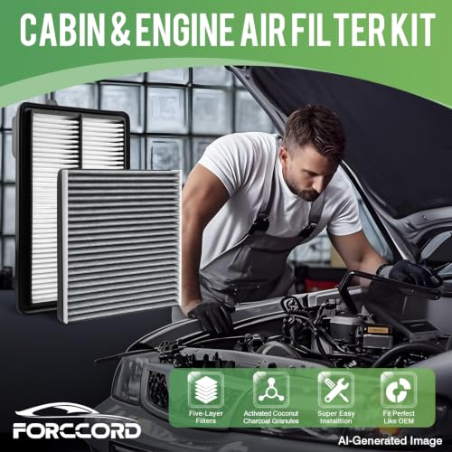 Image of Cabin & Engine Air Filter Kit for Genesis GV80 2021-2026 (2.5L Gas) | Replace #CF10735, 97133-3M000, 08790-3M000A, PA99898, 28113-T6210, Air Filter Combo Replacement Car Accessories