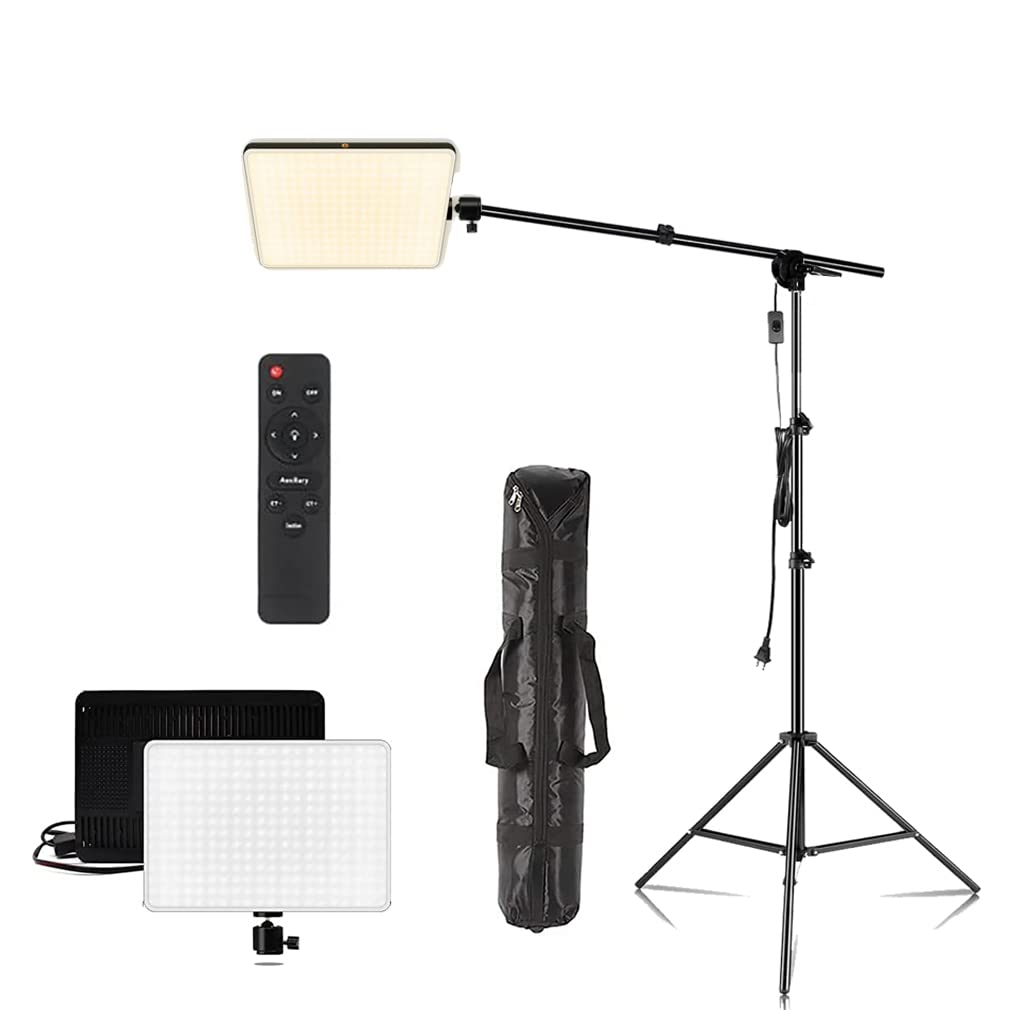 Eloies® LED Panel Video Light Kit with Bendable Boom arm for YouTube Reels Instagram Video Conferencing Live Streaming Video Conferencing Gaming Setup