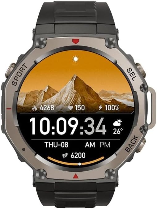 Sekoda GPS Smartwatch,Étanche Smartwatch De Fitness et De Santé (Noir)