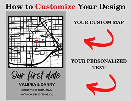 Our First Date Valentines Day Map Plaque - Couple Map, Gift For Her, Acrylic Plaque Couple Gift, Custom Locaiton, Gift For Him, Couples Gift #TOP4