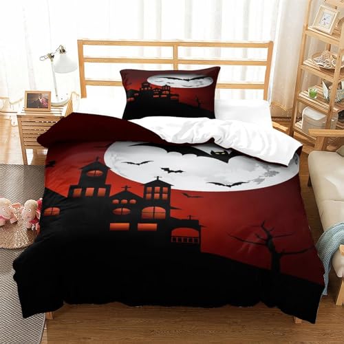 Parure de lit 135x200cm château gothique 3D avec microfibre douce