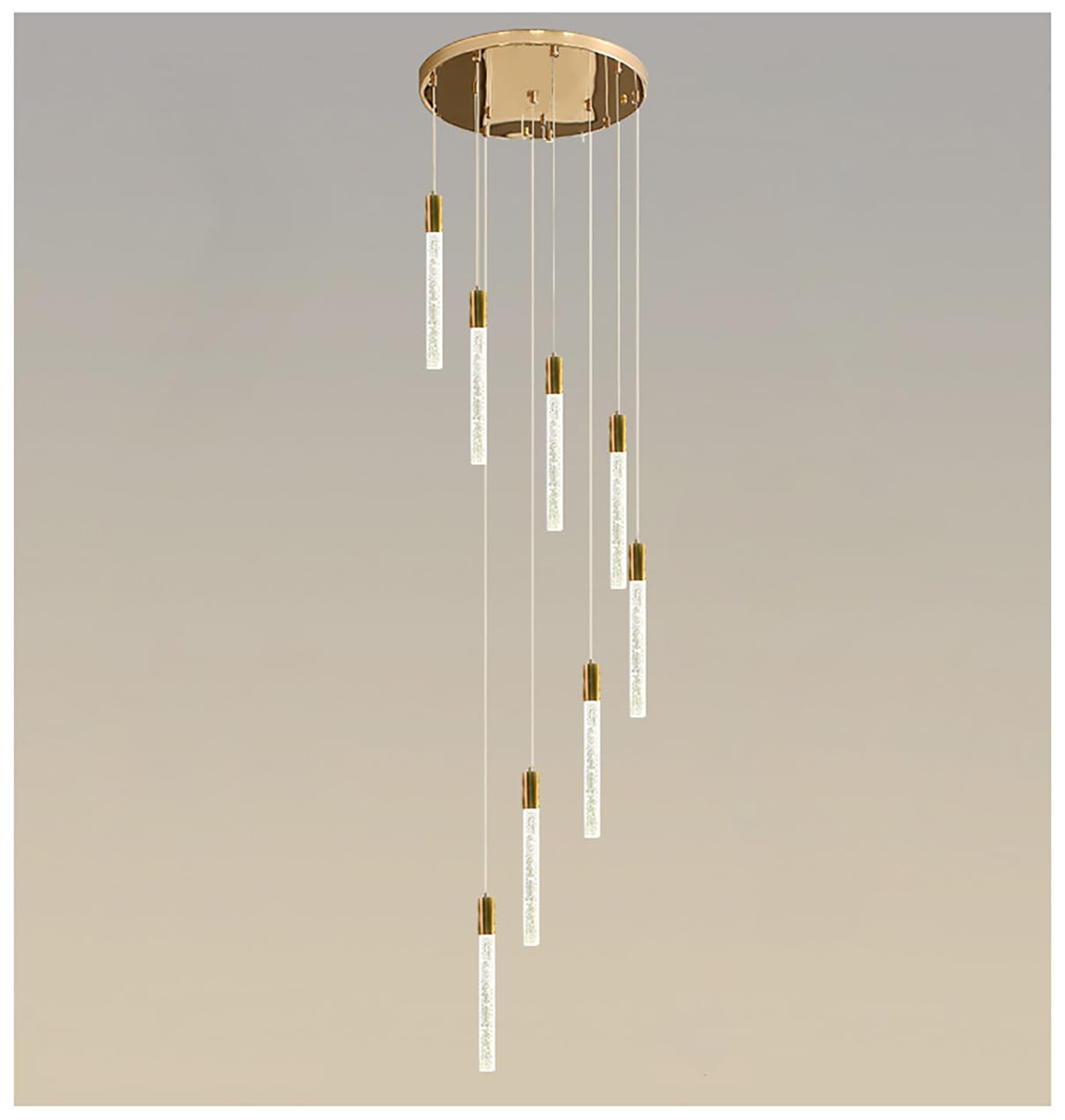 Lustre de luxe à LED en spirale pour illuminer votre escalier de mariage romantique