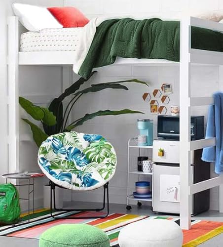 Cotton Craft Papasan Chair Cushion - Tropical Leaves - 100% Cotton Duck Fabric Thick Overstuffed Floor Seat Standard 45" Round Chair Swing Chair Patio Den Dorm Papasan - Green Blue #TOP7