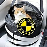 3-in-1 Crash-Tested Cat Car Seat | Enclosed Cat Bed | Round Pet Carrier for Vet Visits || 5 Star Safety Rated - Small Dog Car Seat || Lab-Tested for Cars Crash Protection - Best for Safe Travel.