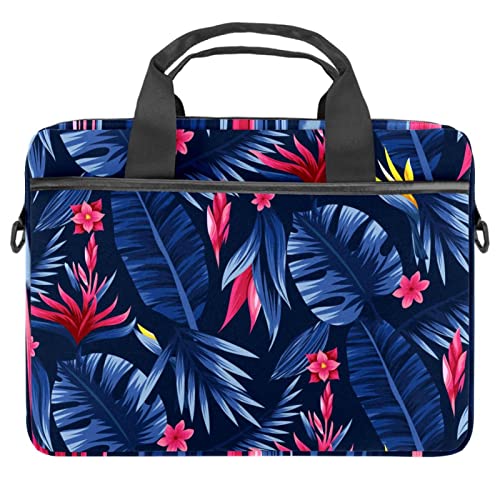 Sacoche bandoulière ordinateur portable 13-14.5 pouces mallette PC bleu feuilles