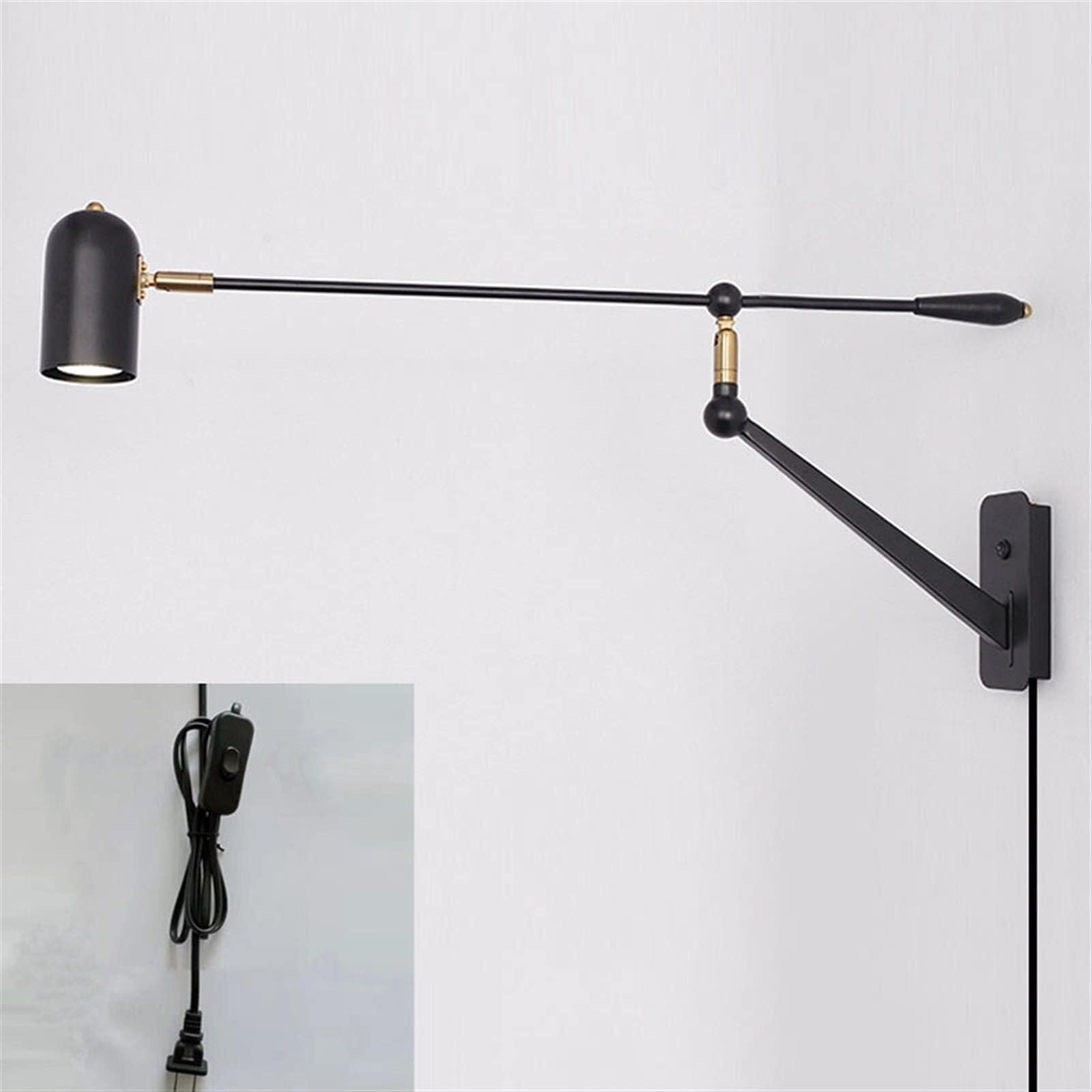 LYOUAE Nordic Swing Arm Wall Light Minimalist Gold Wrought Iron Wall Sconce