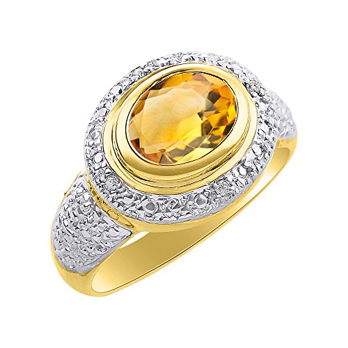 Ensemble bague citrine or jaune et diamant pour sublimer vos tenues