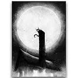 Fantasy North - Cat on The Chimney - Inked Moonlight Horror Series - 100 Textured Matte TCG Card Sleeves - Fits Magic MTG Commander Pokemon and Other Card Games - Playing Card Sleeves