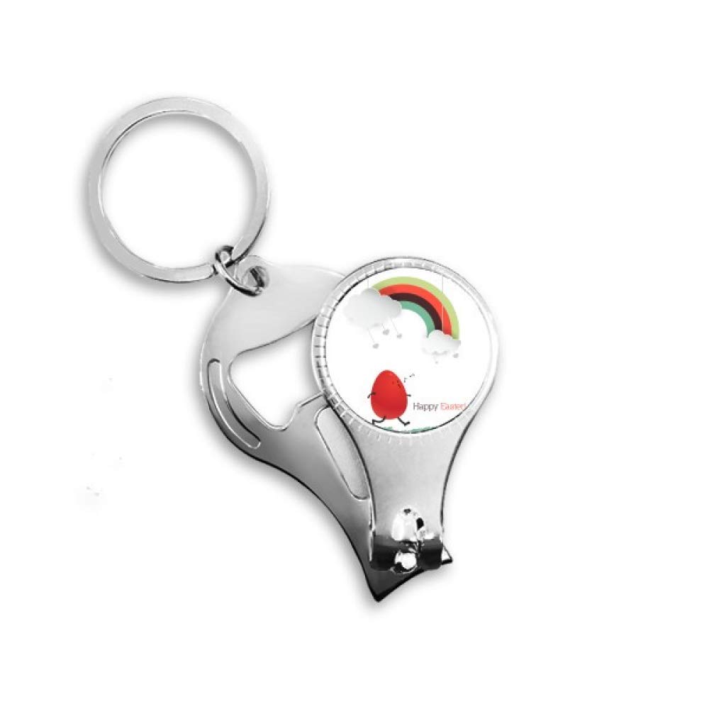 Porte-clés décapsuleur œuf arc-en-ciel avec pince à ongles, un cadeau de Pâques utile