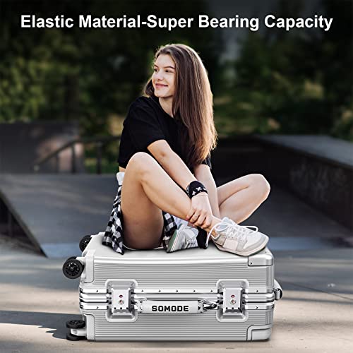 Somode La Series Carry On Luggage 20Inch Wide Handle Suitcase,Hardshell With Aluminum Frame,Supper-Low Noise Spinner Wheels & Tsa Lock, Business Travel Carry-On Luggage (Pearl White) #TOP1