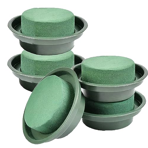 Pyuyan 5 Stücke Blumensteckschaum Grün Rund, Steckschaum Rund Grün, Blumensteckschaum Zylinder, Nasssteckschaum Frischblumen für Hochzeit, Feiern, Geburtstag, Gartendekorationen, Ausstellungsraum