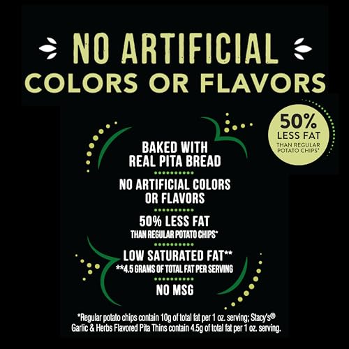 Image of Stacy's Pita Thins, Garlic & Herbs, No Artificial Colors or Flavors, 6.75oz Bag