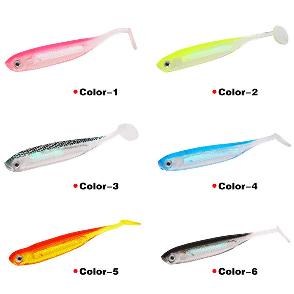 PVC Shad Colorful Reflective Soft Bait(7cm/2.75in,2.2g/0.077oz./pcs 6 Options de Couleur)