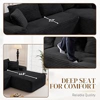Flyida 96" Boneless Cloud Sectional Couches for Living Room, Comfy Fluffy L Shaped Memory Foam Deep Seat Boneless Couch, Modular Sectional Sofa with Right Facing Chaise, Black — image 4