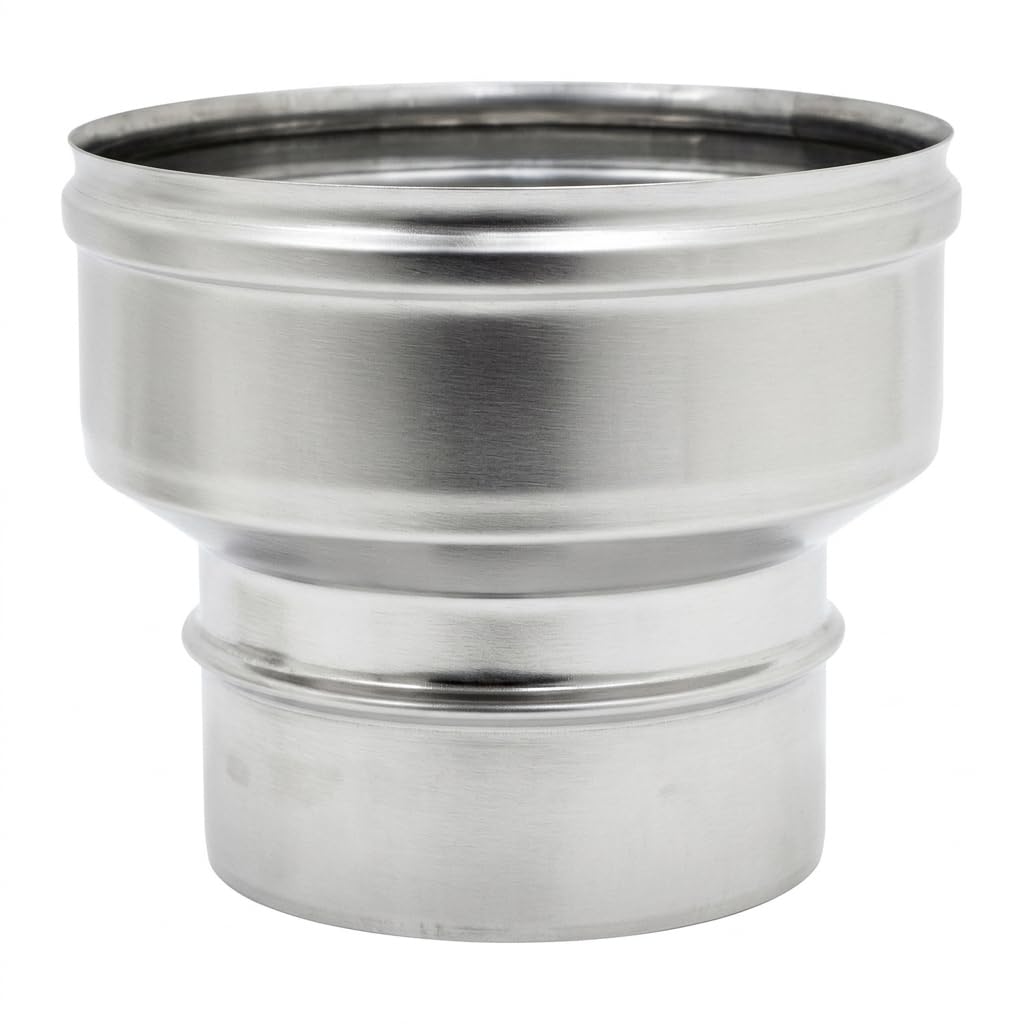 MAKA Aumento per Canna Fumaria in Acciaio Inox, Raccordo di Aumento Diametro per Tubo Fumo Monoparete, Innesto Maschio-Femmina (Ø 120 (M) → Ø 130 (F), AISI 316)