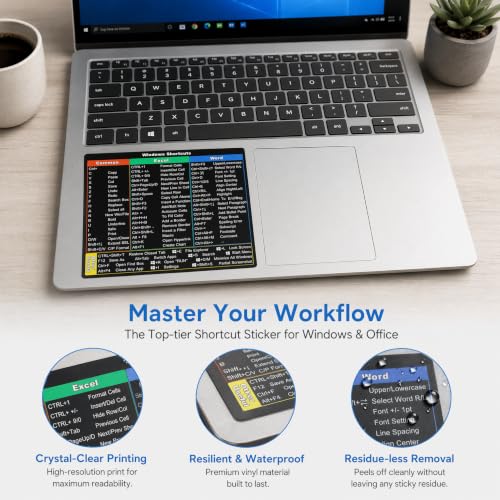 Calcomanías de accesos directos para teclado de PC Windows, guía rápida de Word y Excel 3