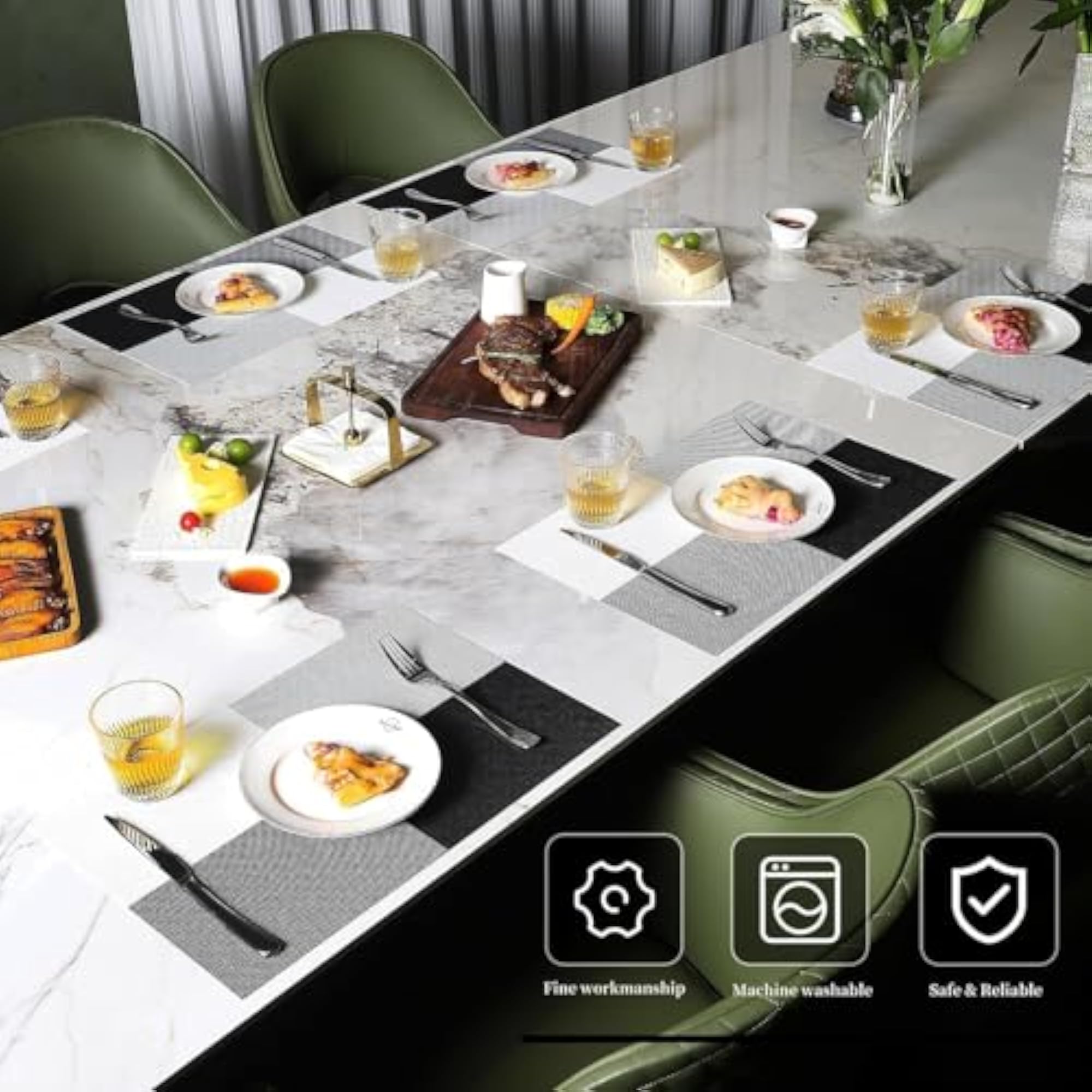 Woven PVC Placemats for Dining Table, Durable Waterproof