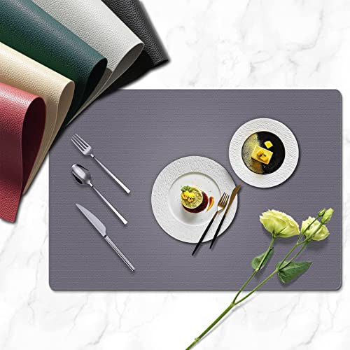 Placemats, Leather Placemats Set Of 6, Heat Resistant Table Mats, Non-Slip Stain Resistant Kitchen Table Place Mats, Pu Dining Place Mats For Indoor & Outdoor, Waterproof Wipeable Dark Gray #TOP3