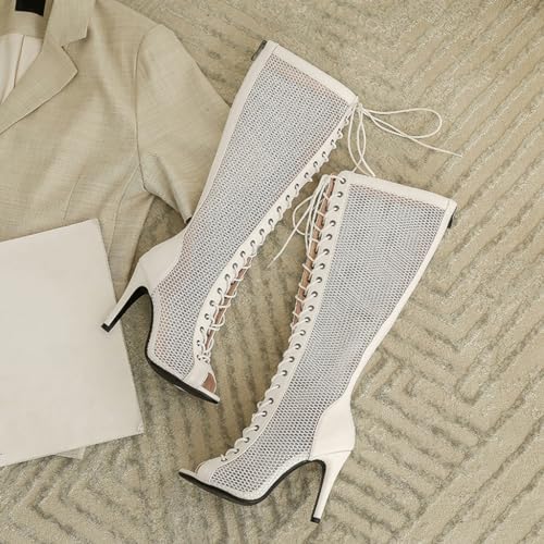 Sexy Knee High Boots Sandals For Womens Peep Toe Lace Up Stilettos High Heels Gladiator Dressy Heeled Sandal4