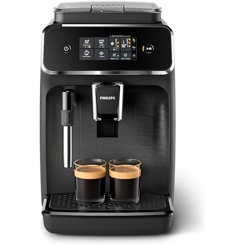 Philips 2200 Series Fully Automatic Espresso Machine, Classic Milk Frother, 2 Coffee Varieties, Intuitive Touch Display, 100% Ceramic Grinder, AquaClean Filter, Aroma Seal, Black (EP2220/14)