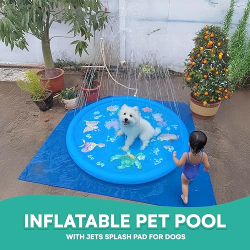 Black Rhino Piscina Inflável de Brincadeira para Cães - Azul, Redonda, 66.9