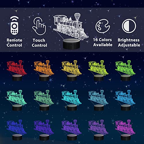 Lámpara de Mesa Noche Tren 3D Multicolor con Control miniatura 3
