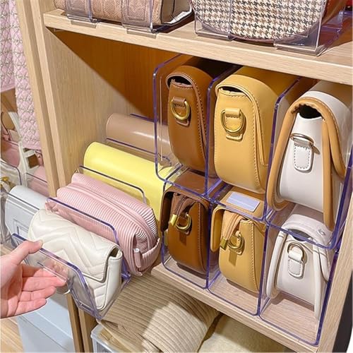 MEISO 2 Stück Schrank-Organizer, Trennwände für Taschen Schrank Organizer, Schrank-Taschenhalter mit 4 Fächern für Schlafzimmer, Kleiderschrank, Bücherregal, Küche, Lagerung und Organisation