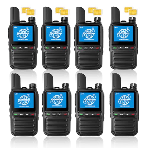 KAYOTOM Lifetime Free Unlimited Range Rapid Global Walkie Talkies PTT Push-to-Talk Over Cellular Nationwide 5000+ Miles POC 4G LTE Handheld Long Range Two Way Radio for Team Management (8Pack and SIM)