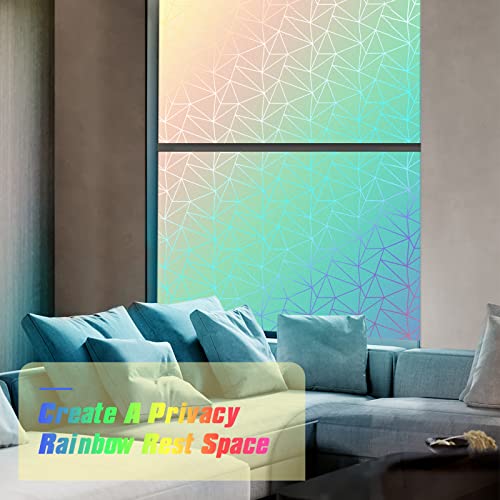 Windimiley Privacy Window Film Stained Glass Window Cling: Window Tint Film Sun Blocking Stickers Heat Control Vinyl Removable Window Static Clings For Home Bathroom No Glue (17.5 X 78.7 Inch, Multi) #TOP1