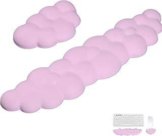 Cloud Keyboard Wrist Rest, 2pcs Keyboard Mouse Wrist Rest, Memory Foam Wrist Rest Ergonomic Hand Rest Wrist Cushion for Keyboard for Home PC Gaming Laptop Office (Pink)