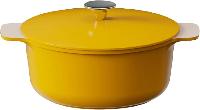 Cooksmart Signature Casserole Pot with Lid 24cm Marigold | Cast Aluminium Ceramic Non-Stick | Induction, Gas, Ceramic & Electric Hob Compatible | Dishwasher Safe | Ergonomic Handles