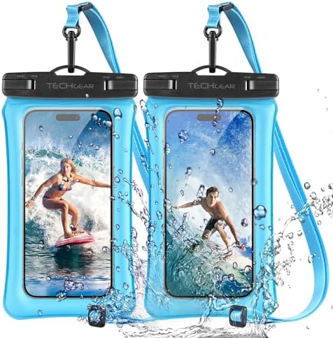 TECHGEAR Waterproof Phone Pouch, [2 Pack] IPX8 Floating Waterproof Phone Case for Swimming, Waterproof Phone Bag with Lanyard for iPhone 15 14 13 12 Samsung Galaxy S23 S22+ S21 Ultra and More Up to 7"