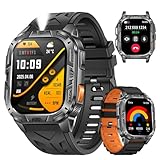 MIDDOW Military Smart Watch with LED Flashlight, 2.01' Display, Answer/Make Calls, Heart Rate Sleep Monitor, 900mAh Battery, IP68 Waterproof Fitness Tracker for Men Android iOS (2 Bands)