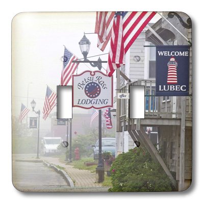 Interrupteur double pour remplacer plaque blanche American Flags Lubec Maine 3dRose