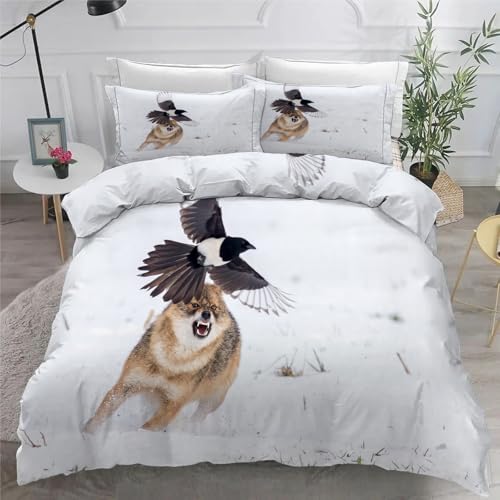 Housse couette en microfibre douce 200x200 avec 2 taies d'oreiller zippées