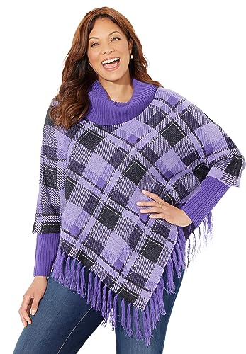 Catherines Women's Plus Size Fringe Poncho Duet