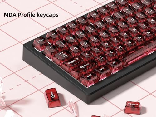 Image of dagaladoo Red Clear keycaps,Transparent keycaps 60 75 100 Percent,Ceramic Jelly Key caps Set,Shine Through Key caps.,MDA Profile Keyboard Key Cap for Mx Switches Mechanical Keyboard