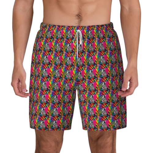 Short de bain zèbre arc-en-ciel pour homme léger et respirant