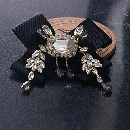 Rhinestone Bow Brooches Pins For Women Men Bow Tie Pretie Brooch Pin Shirt Bowtie Jabot Collar For Men's Shirt Party (Bv14) #TOP6