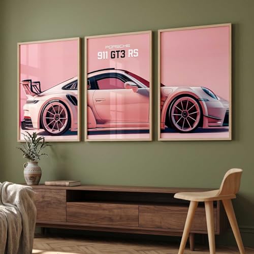 Image of walllane Big Porsche Car Framed Posters Gift Items for Boys Room Wall Decoration Bedroom Living Room Office Studio Decor | Car Poster Frame for Wall Decor Set Of 3 Size (19x25 inch), Framed