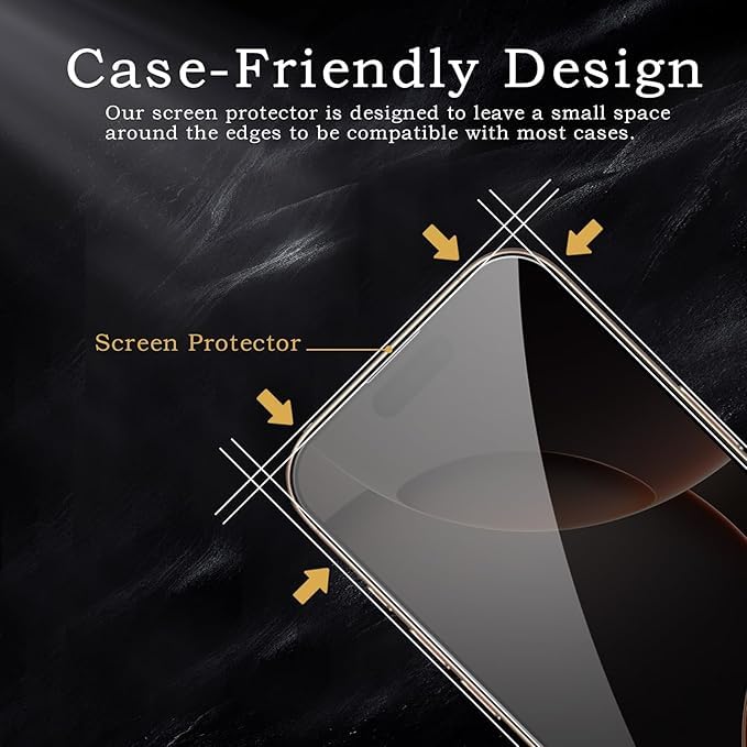 Image of [ 2+2 Pack Privacy Screen Protecor for iPhone 16 Pro Anti-Spy Shatterproof Tempered Glass with Camera Lens Tempered Glass 9H Hardness Bubble Free Anti-Glare Case Friendly