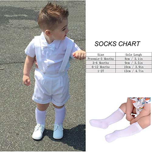 Epeius Baby Knee High Socks Seamless Baby Socks Solid Cotton Stockings For Boys/Girls Newborn Socks 0-3 Months 3 Pack,White #TOP3