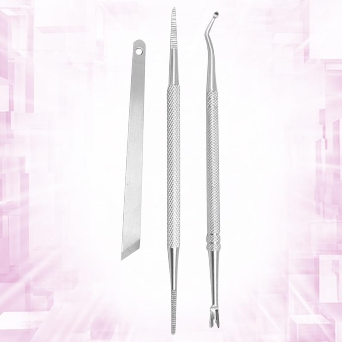 3pcs Stainless Steel Cuticle Peeler Scraper Nail Cleaner Kit for Home
